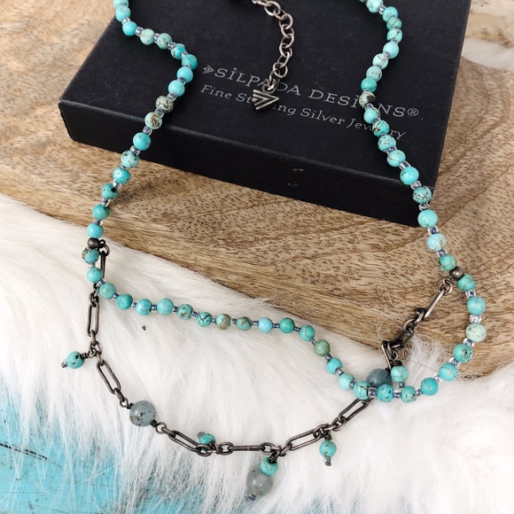 Silpada Jewelry - Silpada Sterling 2 Tiered Kyanite Howlite Necklace